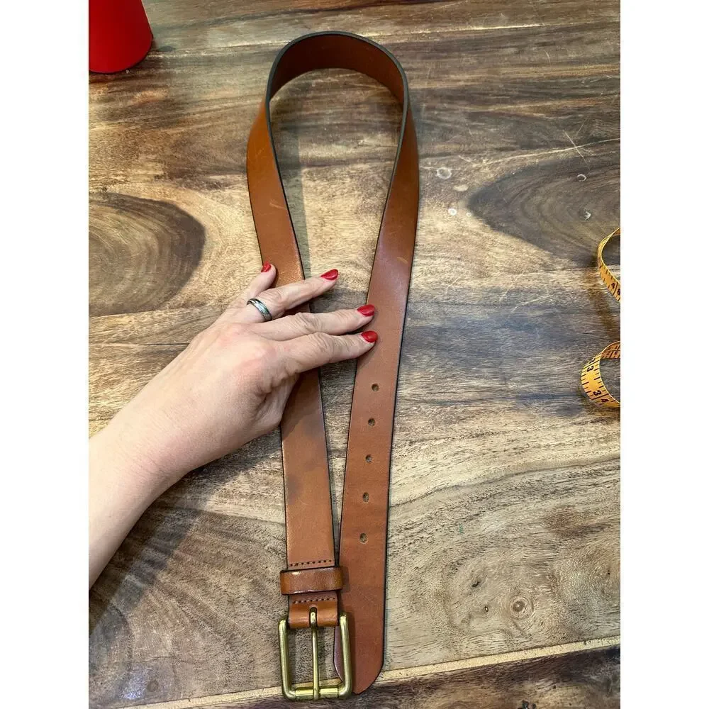 Gap Men's Brown Smooth Leather Metal Buckle Belt Size 36